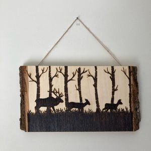 Deer - Forest - Nature - Pyrography - Home Decor